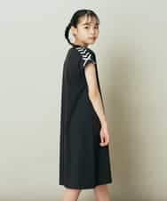 KJPGP01024 a.v.v KIDS(アー・ヴェ・ヴェ) [100-130]ショルダーリボンTシャツワンピース ブラック
