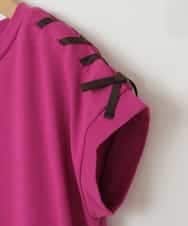 KJPGP01024 a.v.v KIDS(アー・ヴェ・ヴェ) [100-130]ショルダーリボンTシャツワンピース ピンク