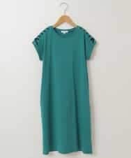 KJPGP01024 a.v.v KIDS(アー・ヴェ・ヴェ) [100-130]ショルダーリボンTシャツワンピース グリーン