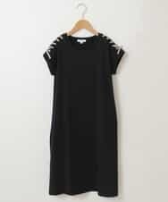 KJPGP01024 a.v.v KIDS(アー・ヴェ・ヴェ) [100-130]ショルダーリボンTシャツワンピース ブラック