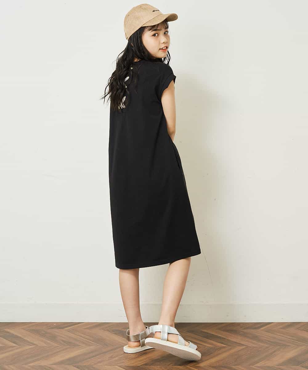 KJPGP02024 a.v.v KIDS(アー・ヴェ・ヴェ) [100-130]バックレースアップTシャツワンピース ピンク