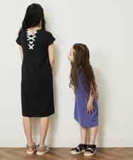 KJPGP02024 a.v.v KIDS(アー・ヴェ・ヴェ) [100-130]バックレースアップTシャツワンピース ピンク