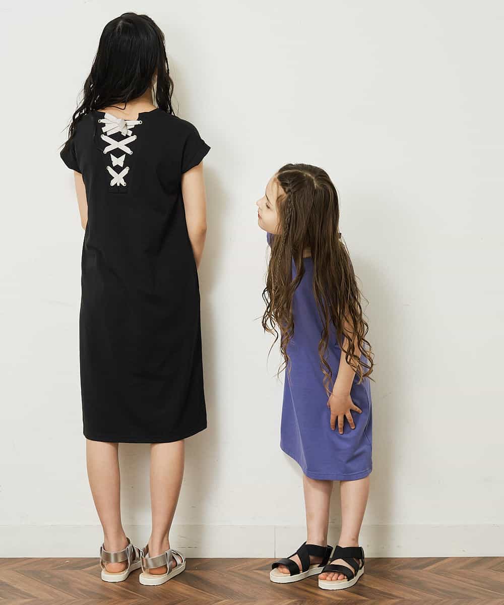 KJPGP02024 a.v.v KIDS(アー・ヴェ・ヴェ) [100-130]バックレースアップTシャツワンピース ピンク