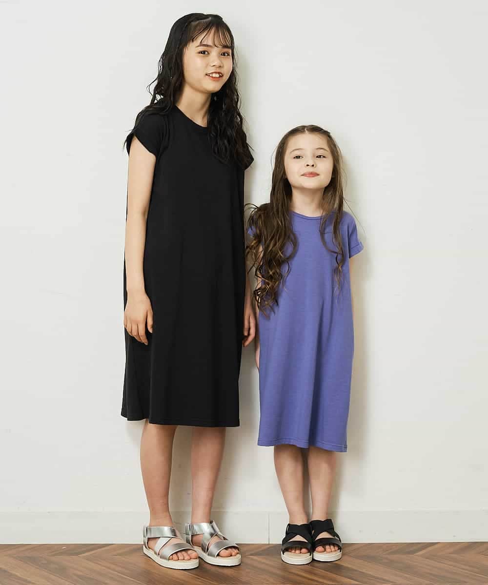 KJPGP02024 a.v.v KIDS(アー・ヴェ・ヴェ) [100-130]バックレースアップTシャツワンピース ピンク