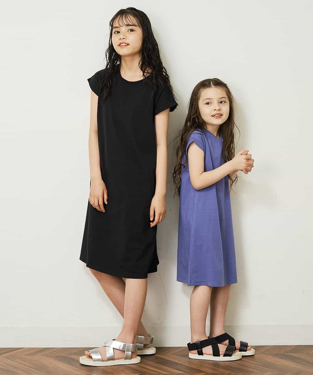 KJPGP02024 a.v.v KIDS(アー・ヴェ・ヴェ) [100-130]バックレースアップTシャツワンピース ピンク
