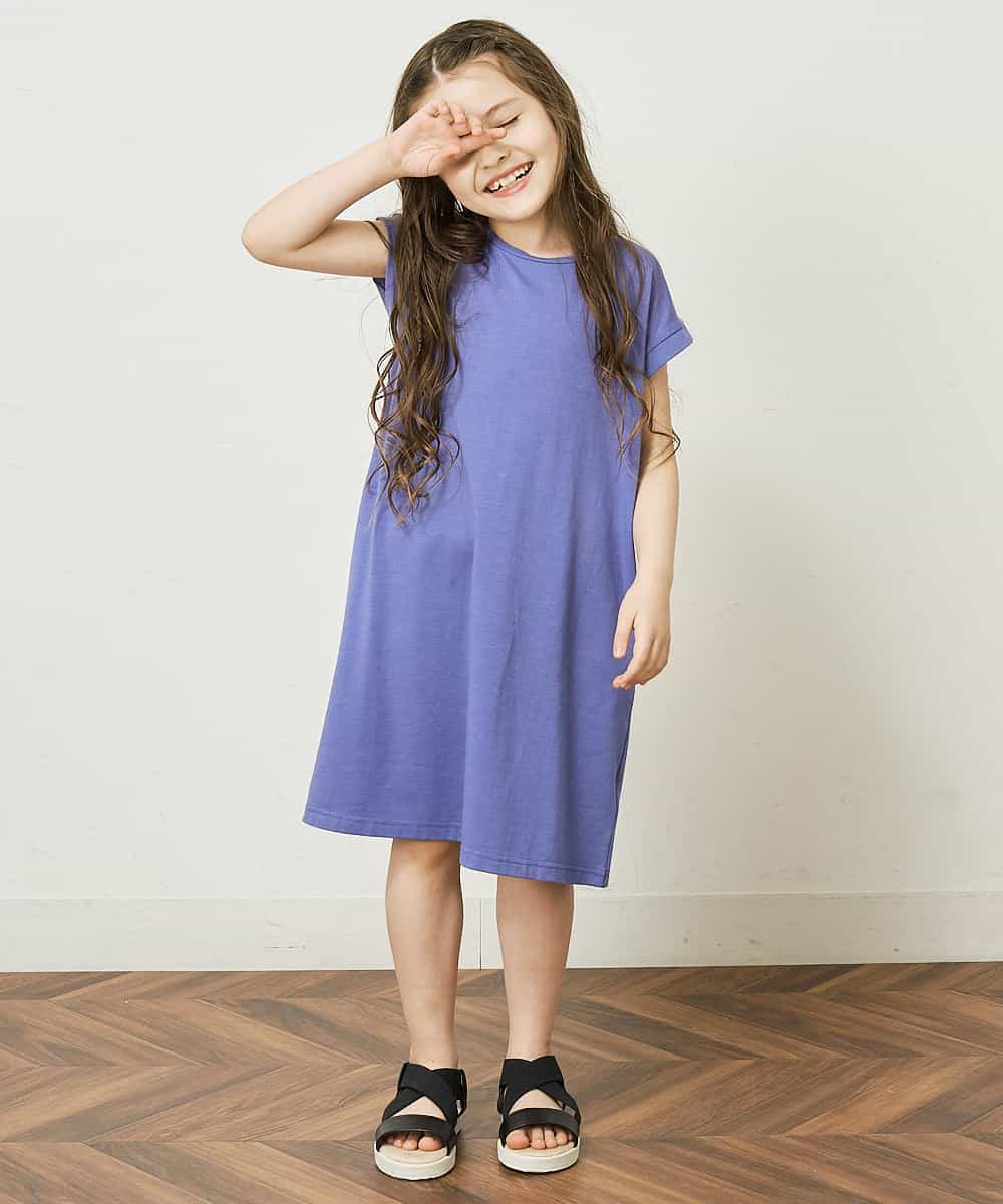 KJPGP02024 a.v.v KIDS(アー・ヴェ・ヴェ) [100-130]バックレースアップTシャツワンピース ピンク