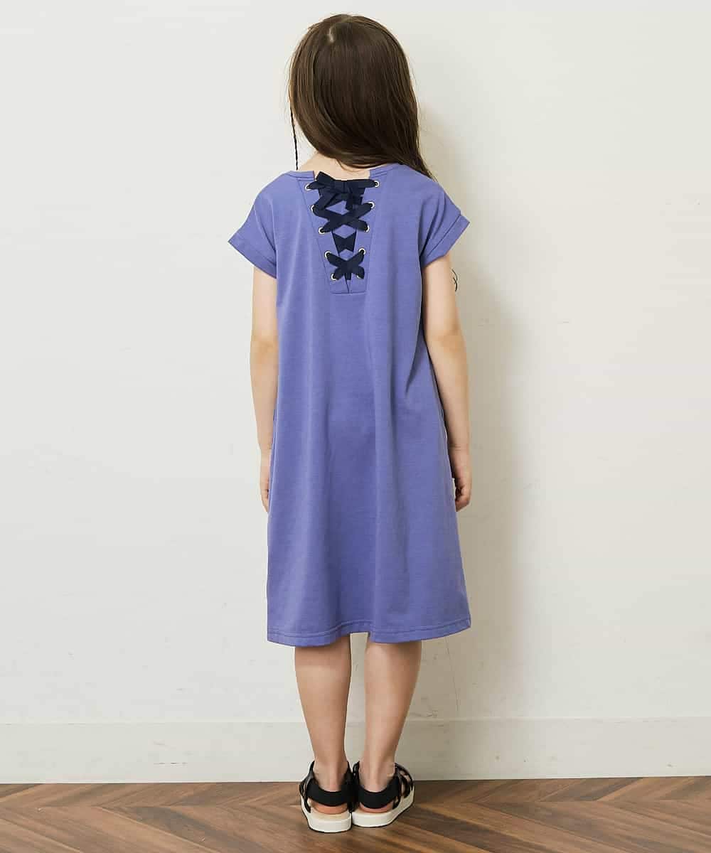 KJPGP02024 a.v.v KIDS(アー・ヴェ・ヴェ) [100-130]バックレースアップTシャツワンピース ピンク