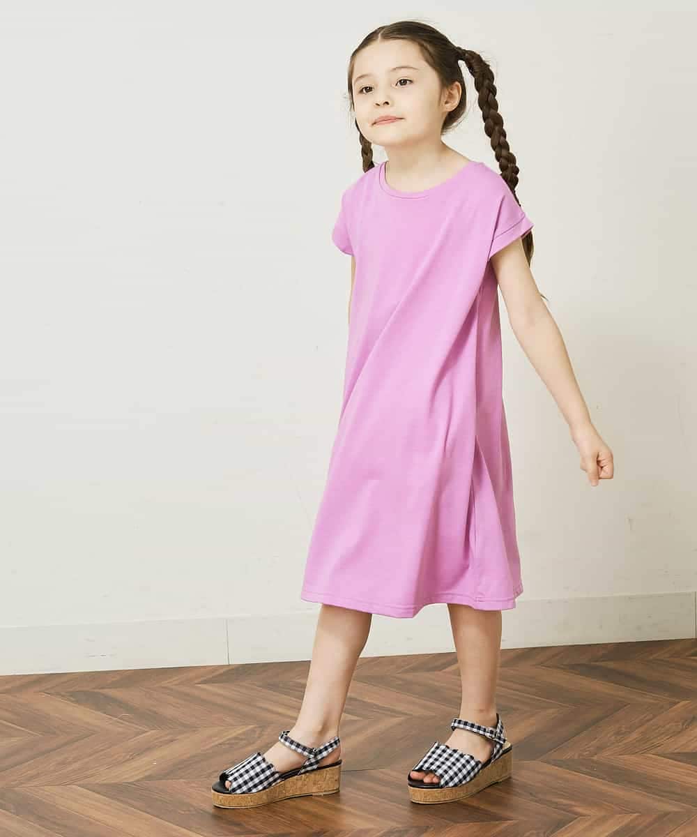 KJPGP02024 a.v.v KIDS(アー・ヴェ・ヴェ) [100-130]バックレースアップTシャツワンピース ピンク