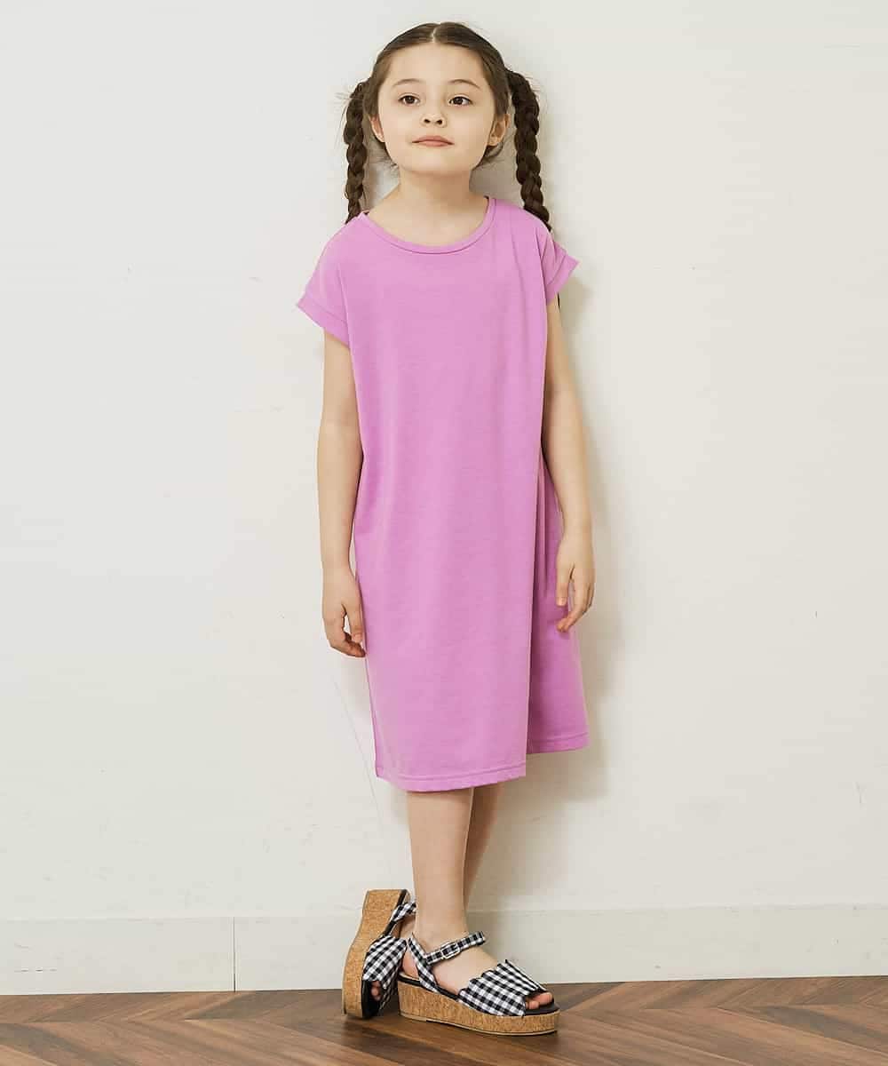 KJPGP02024 a.v.v KIDS(アー・ヴェ・ヴェ) [100-130]バックレースアップTシャツワンピース ピンク