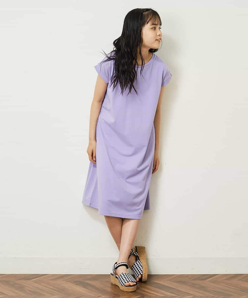 KJPGP02024 a.v.v KIDS(アー・ヴェ・ヴェ) [100-130]バックレースアップTシャツワンピース ピンク