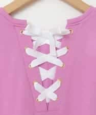 KJPGP02024 a.v.v KIDS(アー・ヴェ・ヴェ) [100-130]バックレースアップTシャツワンピース ピンク
