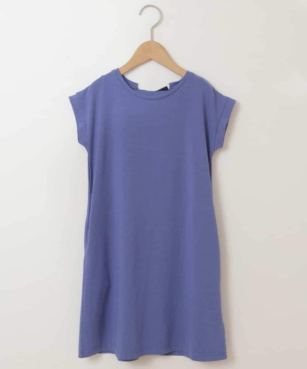 KJPGP02024 a.v.v KIDS(アー・ヴェ・ヴェ) [100-130]バックレースアップTシャツワンピース ブルー