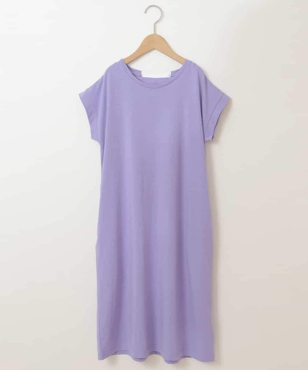 KJPGP02024 a.v.v KIDS(アー・ヴェ・ヴェ) [100-130]バックレースアップTシャツワンピース ラベンダー