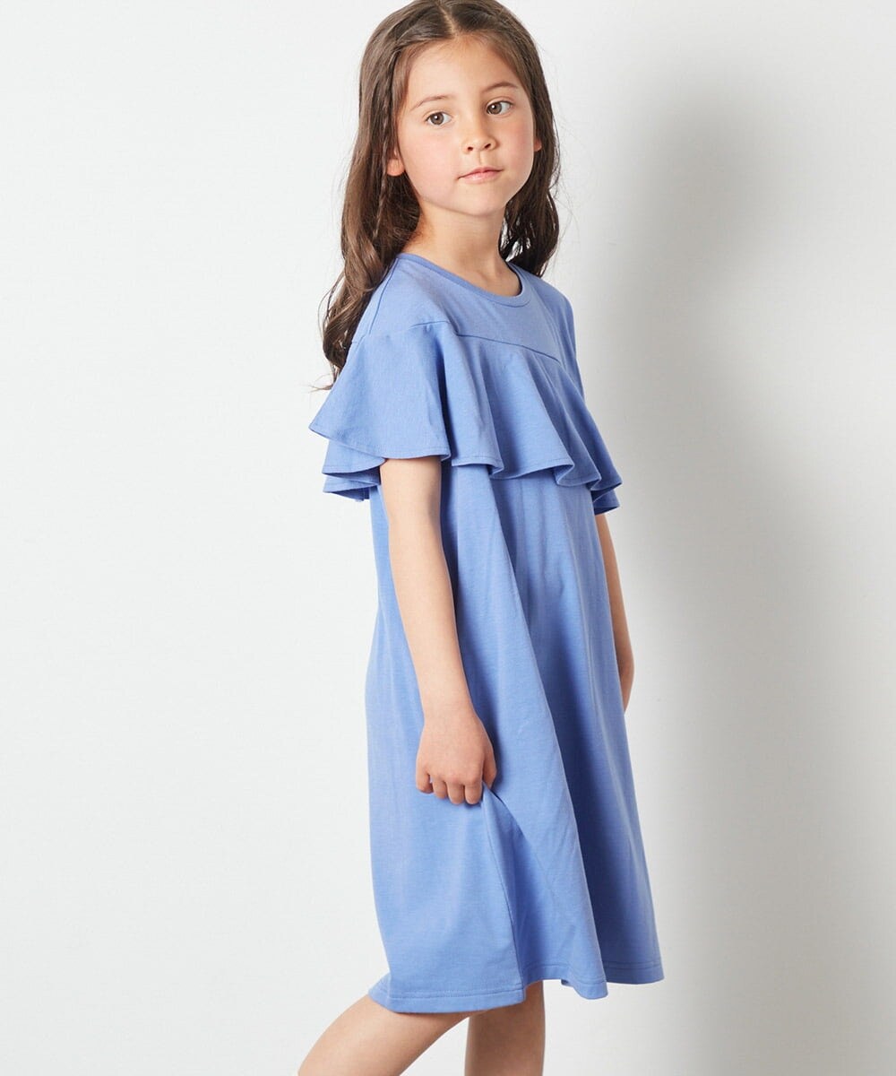 KJPGS03029 a.v.v KIDS(アー・ヴェ・ヴェ) [100-130]アシメフリルAラインワンピース ブルー