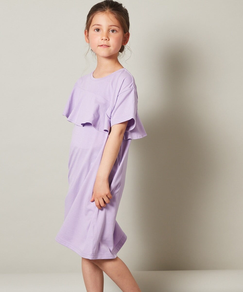 KJPGS03029 a.v.v KIDS(アー・ヴェ・ヴェ) [100-130]アシメフリルAラインワンピース ラベンダー