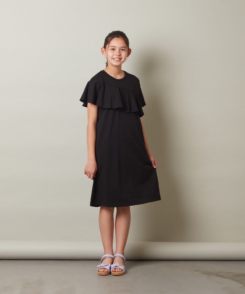 KJPGS03029 a.v.v KIDS(アー・ヴェ・ヴェ) [100-130]アシメフリルAラインワンピース ブラック
