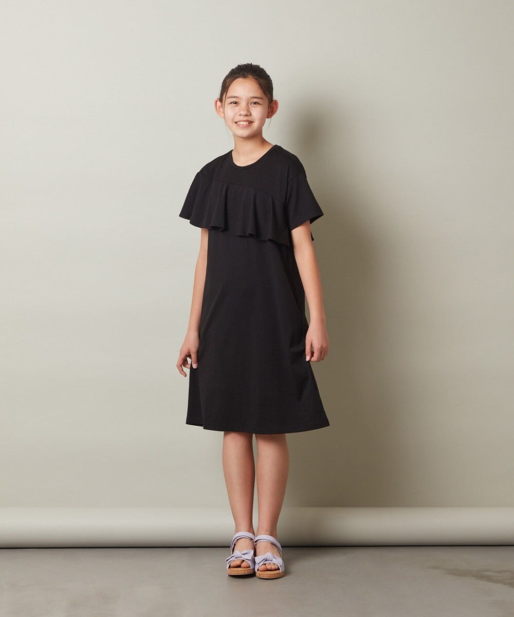 KJPGT03034 a.v.v KIDS(アー・ヴェ・ヴェ) [140-150]アシメフリルAラインワンピース ブルー