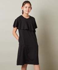 KJPGT03034 a.v.v KIDS(アー・ヴェ・ヴェ) [140-150]アシメフリルAラインワンピース ブラック