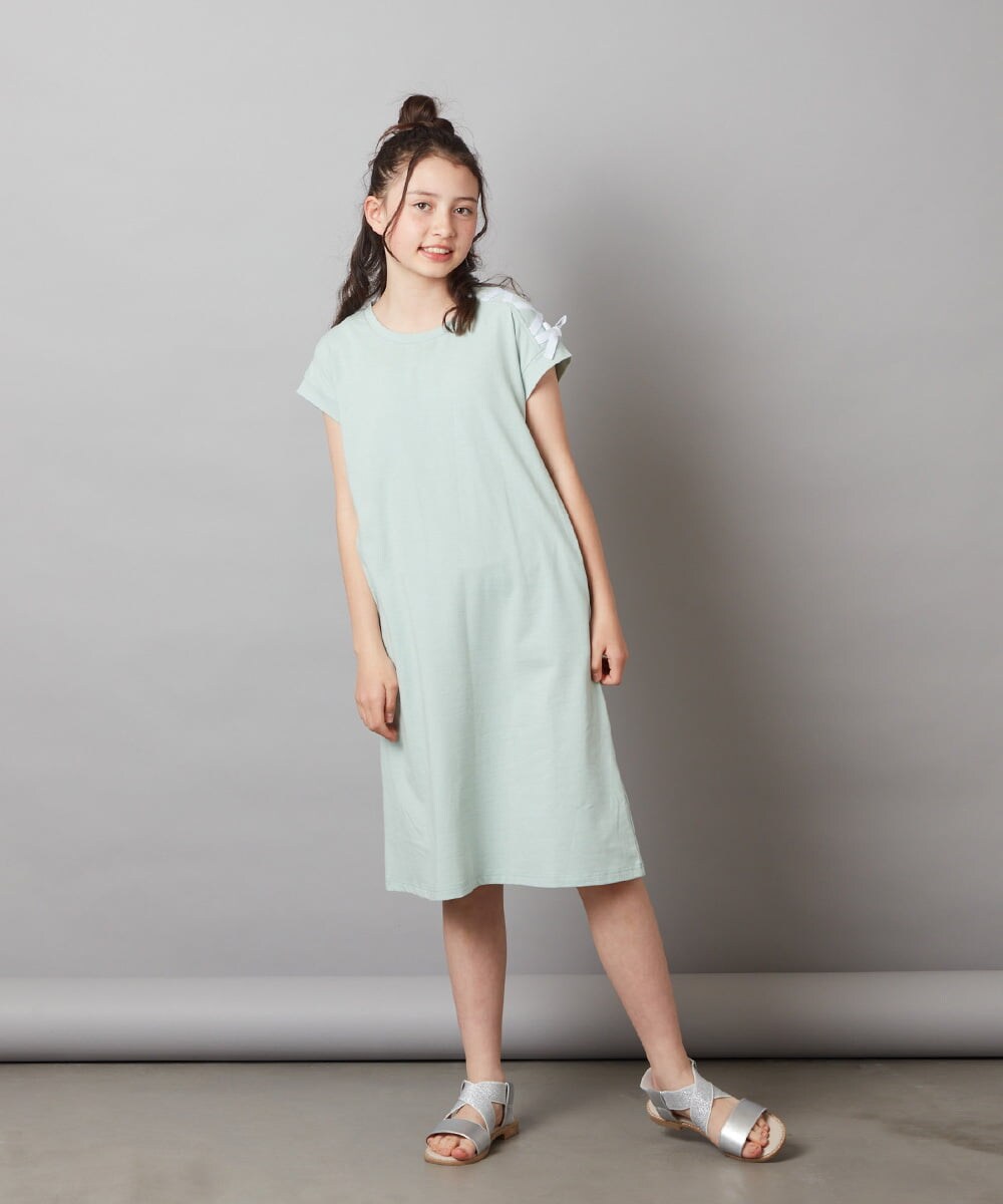 KJPGV01029 a.v.v KIDS(アー・ヴェ・ヴェ) [100-130]アシメショルダーレースアップカットワンピース ミント