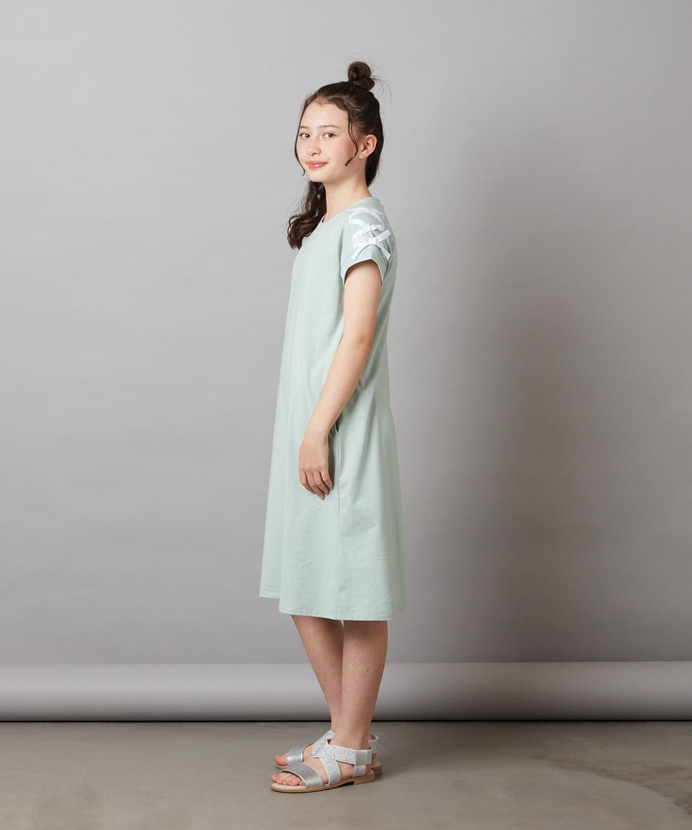 KJPGV01029 a.v.v KIDS(アー・ヴェ・ヴェ) [100-130]アシメショルダーレースアップカットワンピース ミント