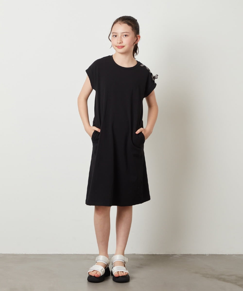 KJPGV01029 a.v.v KIDS(アー・ヴェ・ヴェ) [100-130]アシメショルダーレースアップカットワンピース ミント
