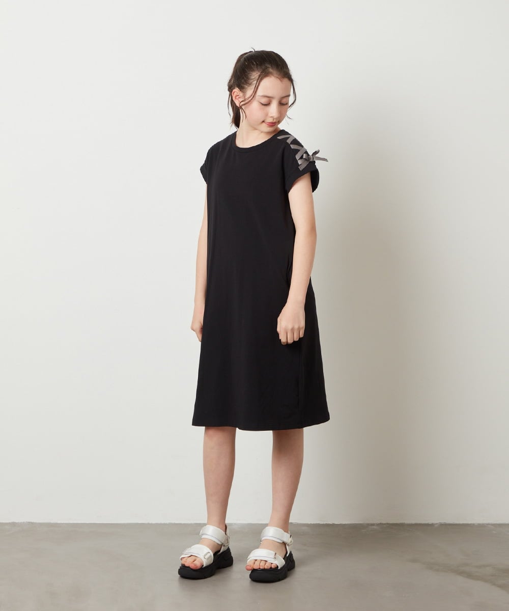 KJPGV01029 a.v.v KIDS(アー・ヴェ・ヴェ) [100-130]アシメショルダーレースアップカットワンピース ミント