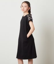 KJPGV01029 a.v.v KIDS(アー・ヴェ・ヴェ) [100-130]アシメショルダーレースアップカットワンピース ブラック