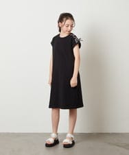 KJPGX01039 a.v.v KIDS(アー・ヴェ・ヴェ) [160]アシメショルダーレースアップカットワンピース ブラック