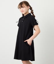 KJPHD75049 a.v.v KIDS(アー・ヴェ・ヴェ) [130-160]【冷感/洗える】パールボタンカノコワンピース ブラック