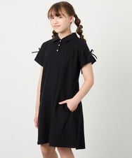 KJPHD75049 a.v.v KIDS(アー・ヴェ・ヴェ) [130-160]【冷感/洗える】パールボタンカノコワンピース ブラック