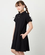 KJPHD75049 a.v.v KIDS(アー・ヴェ・ヴェ) [130-160]【冷感/洗える】パールボタンカノコワンピース ブラック