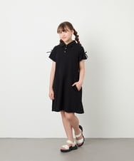 KJPHD75049 a.v.v KIDS(アー・ヴェ・ヴェ) [130-160]【冷感/洗える】パールボタンカノコワンピース ブラック