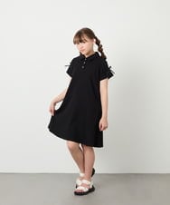 KJPHD75049 a.v.v KIDS(アー・ヴェ・ヴェ) [130-160]【冷感/洗える】パールボタンカノコワンピース ブラック
