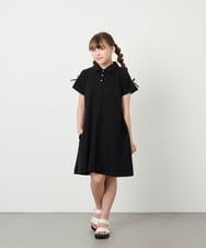 KJPHD75049 a.v.v KIDS(アー・ヴェ・ヴェ) [130-160]【冷感/洗える】パールボタンカノコワンピース ブラック