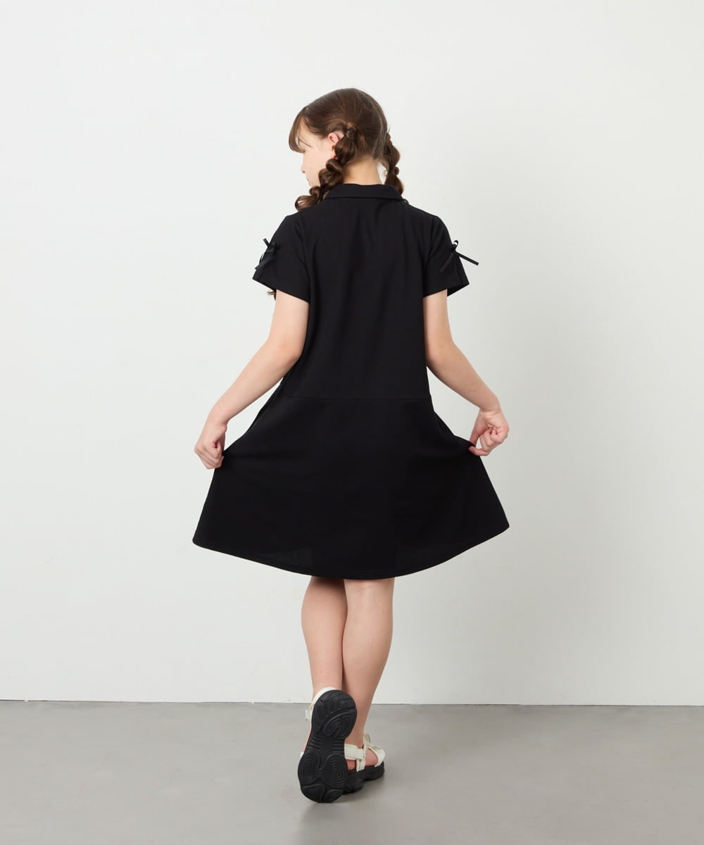 KJPHD75049 a.v.v KIDS(アー・ヴェ・ヴェ) [130-160]【冷感/洗える】パールボタンカノコワンピース ブラック
