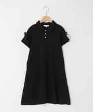 KJPHD75049 a.v.v KIDS(アー・ヴェ・ヴェ) [130-160]【冷感/洗える】パールボタンカノコワンピース ブラック
