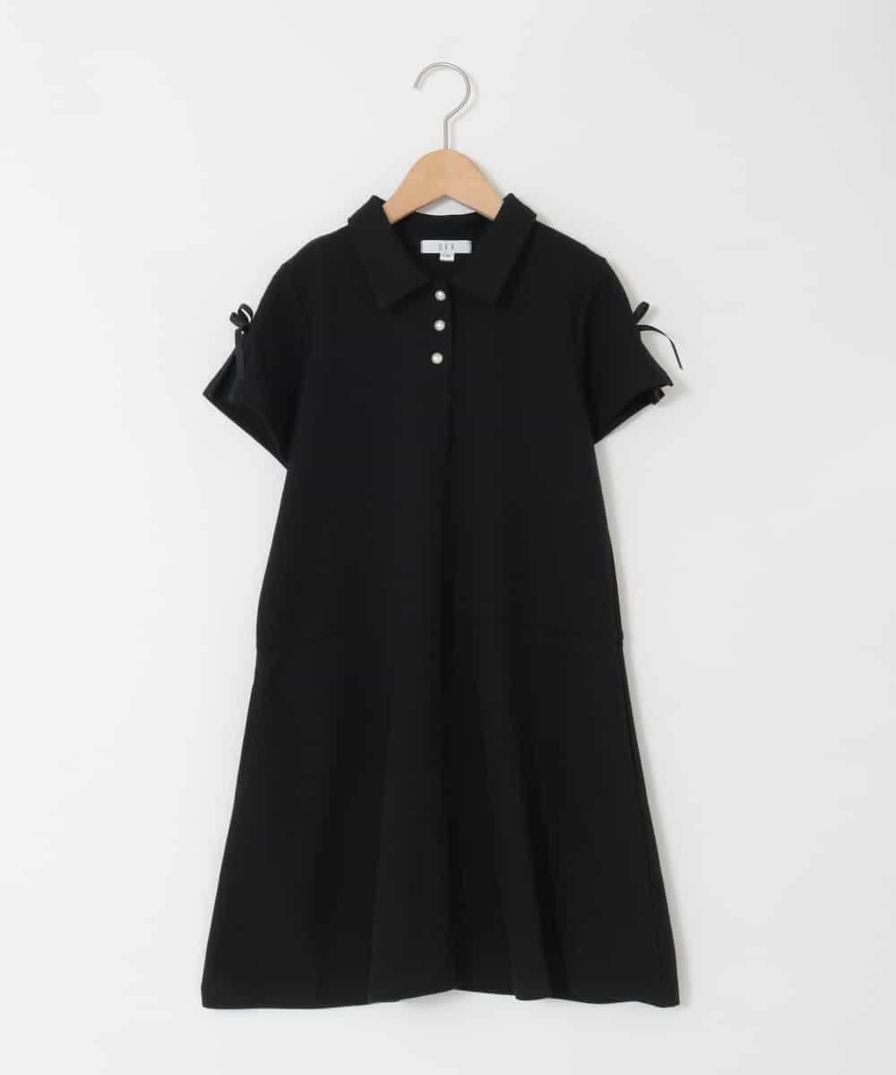 KJPHD75049 a.v.v KIDS(アー・ヴェ・ヴェ) [130-160]【冷感/洗える】パールボタンカノコワンピース ブラック
