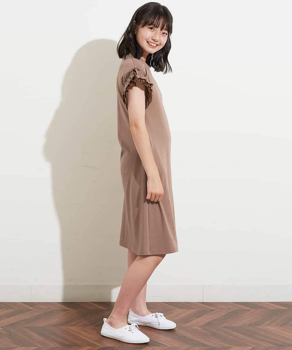 KJPHM01024 a.v.v KIDS(アー・ヴェ・ヴェ) [100-130]フリルスリーブAラインワンピース ラベンダー