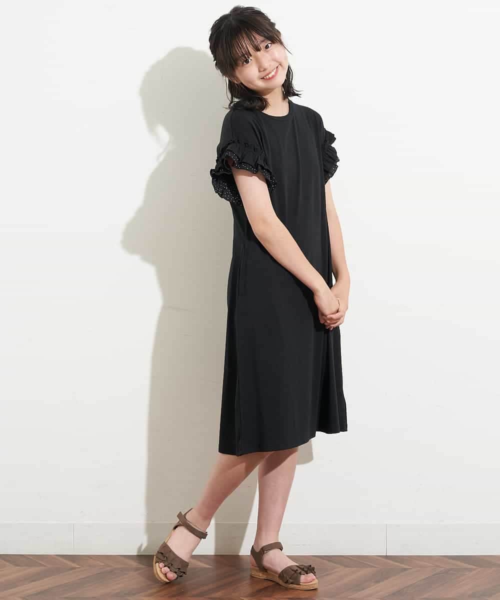 KJPHM01024 a.v.v KIDS(アー・ヴェ・ヴェ) [100-130]フリルスリーブAラインワンピース ラベンダー