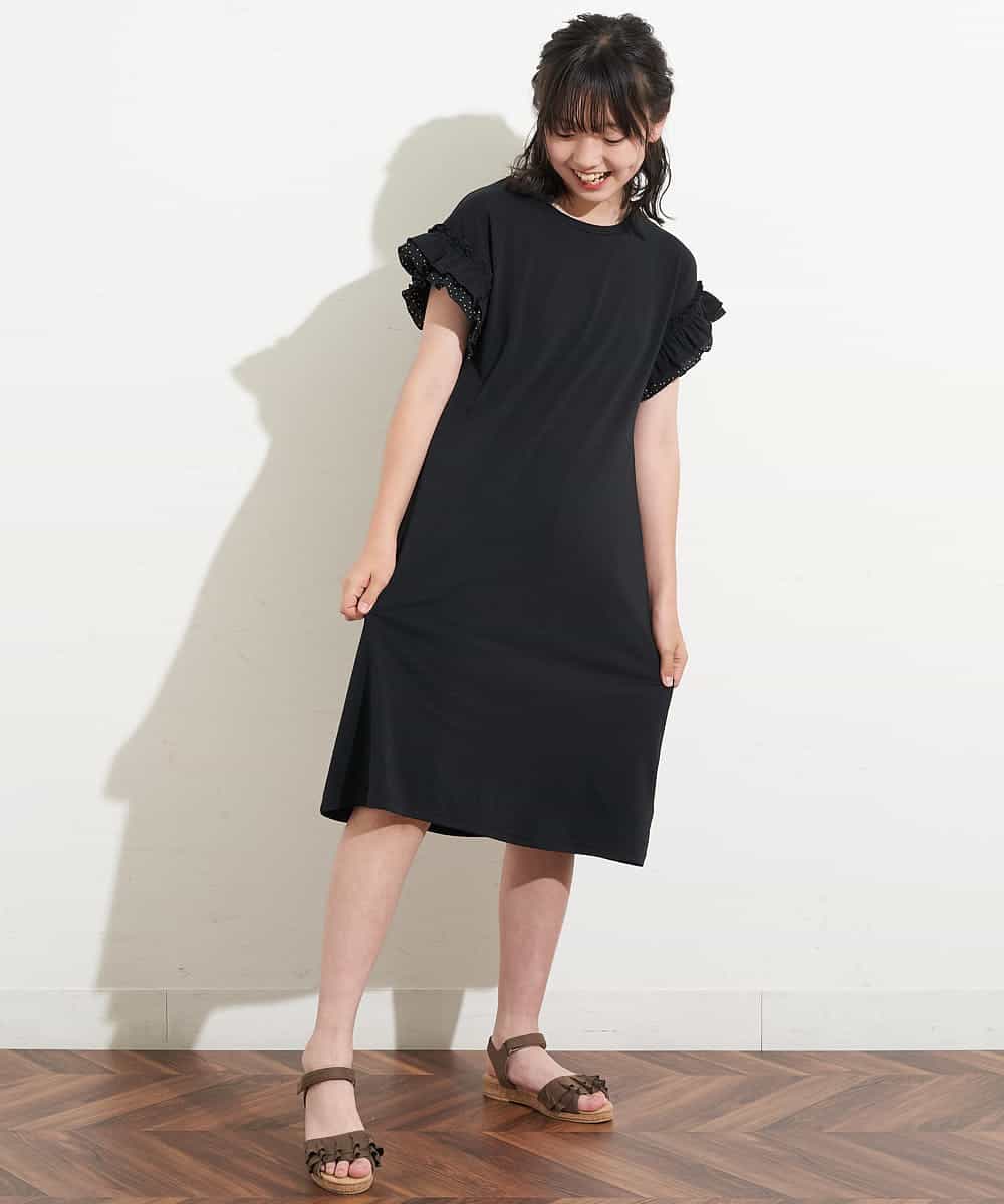 KJPHM01024 a.v.v KIDS(アー・ヴェ・ヴェ) [100-130]フリルスリーブAラインワンピース ラベンダー