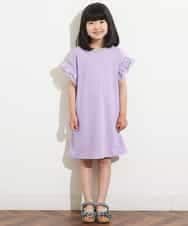 KJPHM01024 a.v.v KIDS(アー・ヴェ・ヴェ) [100-130]フリルスリーブAラインワンピース ラベンダー