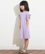 KJPHM01024 a.v.v KIDS(アー・ヴェ・ヴェ) [100-130]フリルスリーブAラインワンピース ラベンダー