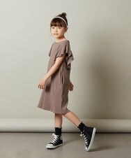 KJPHT22034 a.v.v KIDS(アー・ヴェ・ヴェ) [140-150]袖フリルワッフルワンピース ピンク