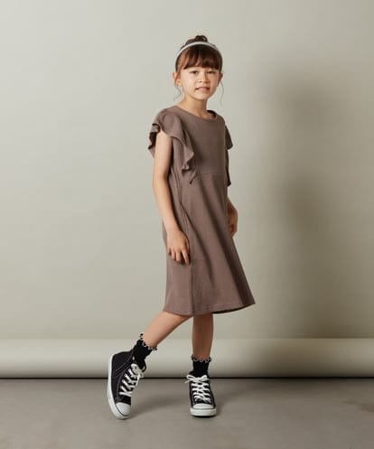 KJPHU22039 a.v.v KIDS [160]袖フリルワッフルワンピース