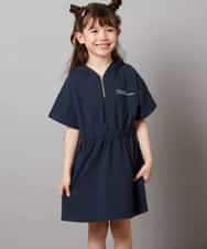 KJPHV20034 a.v.v KIDS(アー・ヴェ・ヴェ) [100-130]【接触冷感】ハーフジップフーディワンピース ネイビー
