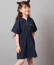KJPHV20034 a.v.v KIDS(アー・ヴェ・ヴェ) [100-130]【接触冷感】ハーフジップフーディワンピース ライトグレー