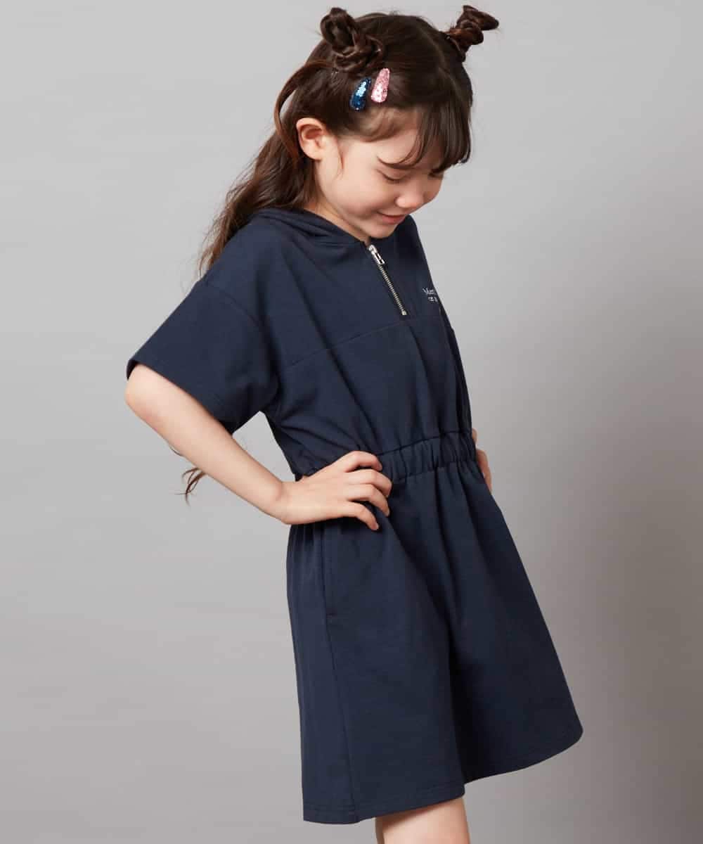 KJPHV20034 a.v.v KIDS(アー・ヴェ・ヴェ) [100-130]【接触冷感】ハーフジップフーディワンピース ライトグレー