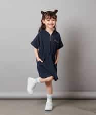 KJPHV20034 a.v.v KIDS(アー・ヴェ・ヴェ) [100-130]【接触冷感】ハーフジップフーディワンピース ライトグレー