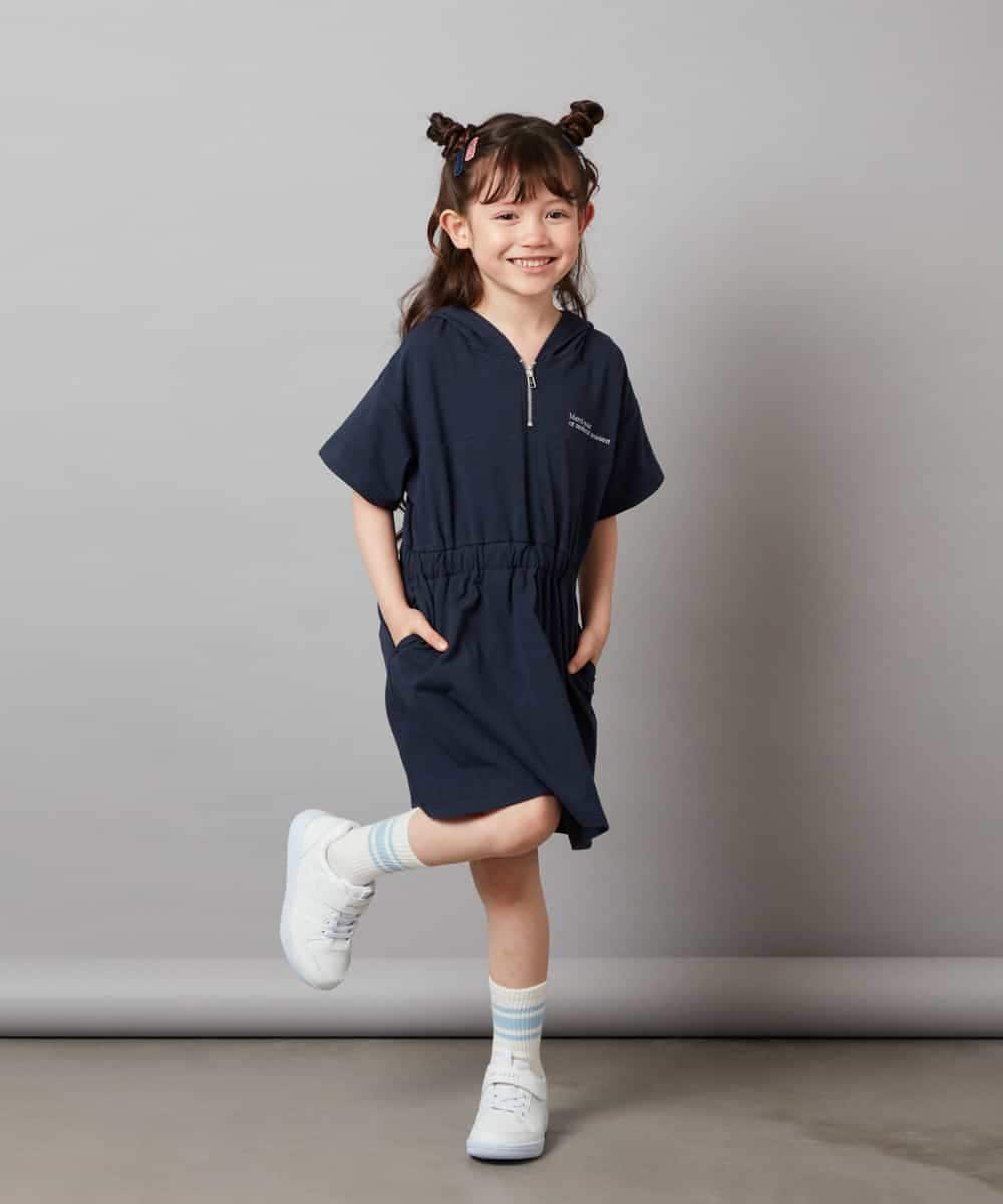 KJPHV20034 a.v.v KIDS(アー・ヴェ・ヴェ) [100-130]【接触冷感】ハーフジップフーディワンピース ライトグレー