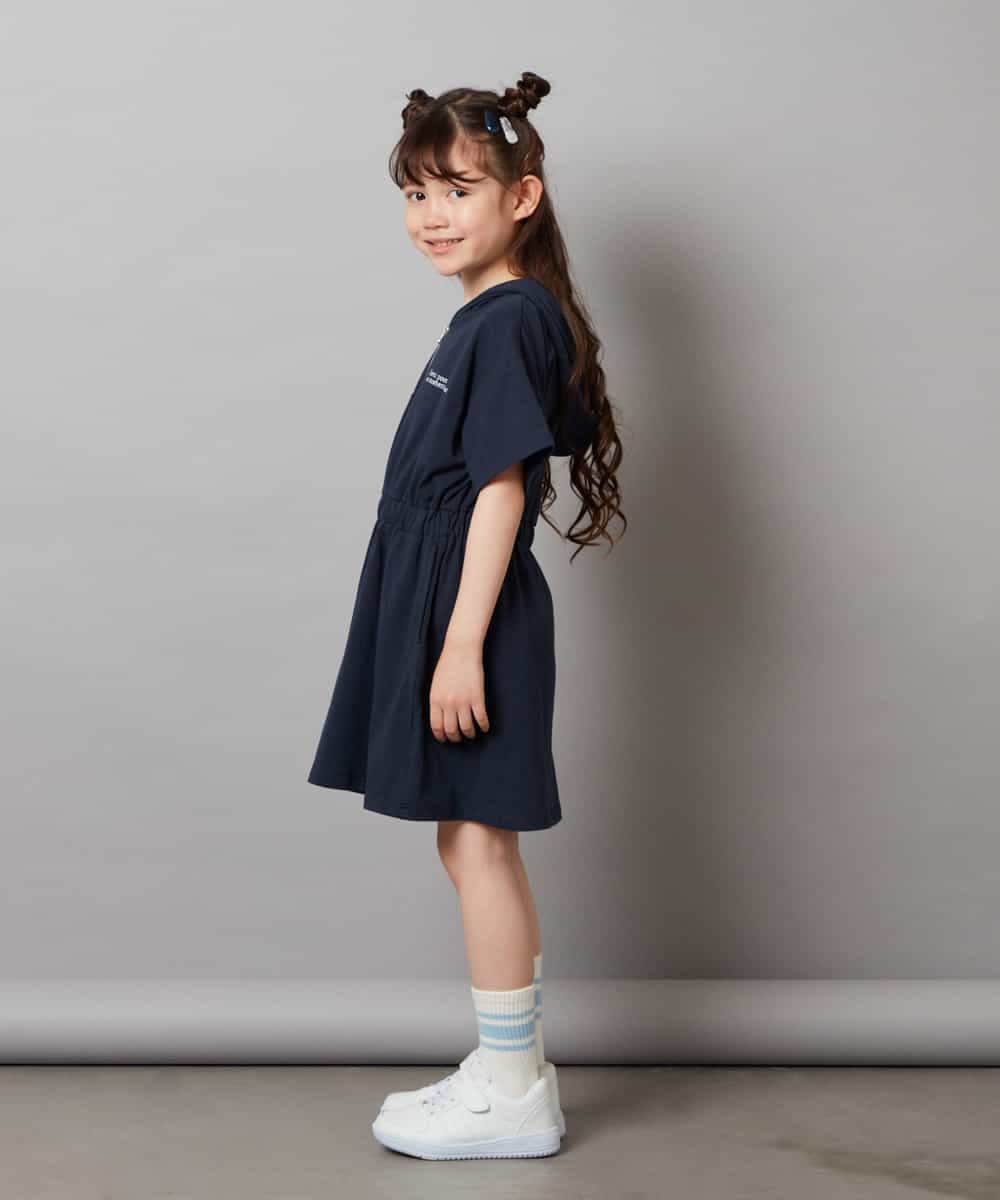 KJPHV20034 a.v.v KIDS(アー・ヴェ・ヴェ) [100-130]【接触冷感】ハーフジップフーディワンピース ライトグレー